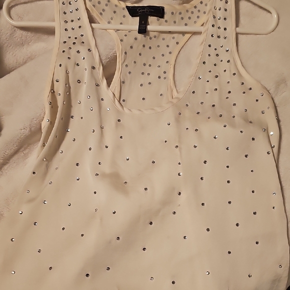 Jessica Simpson Tops - Jessica Simpson Black and White Sequin Embellished Sleeveless Tank Top